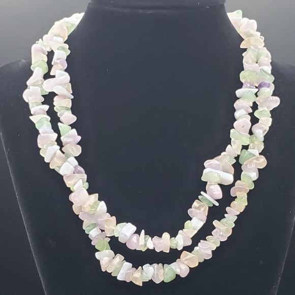 Pastel Gemstones Rock Candy Chips Glass Necklace - Picture 5 of 6